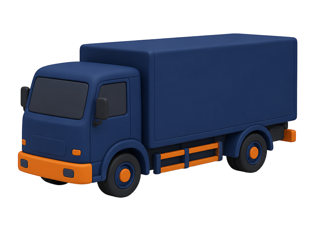 Soft 3D illustration of a cargo delivery truck